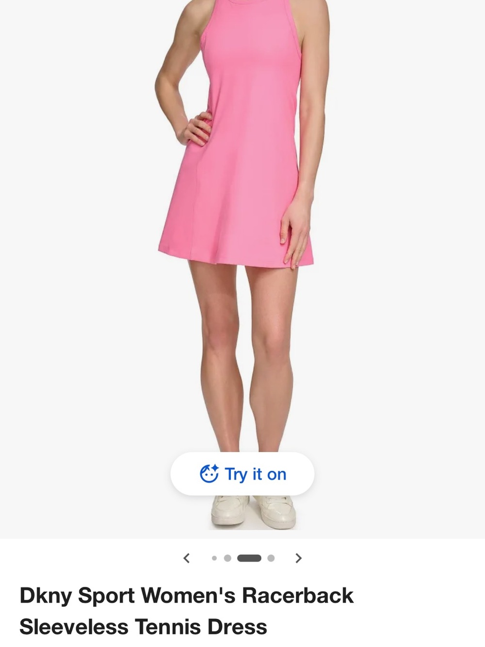 DKNY Women's Pink Racerback Sleeveless Tennis Dress